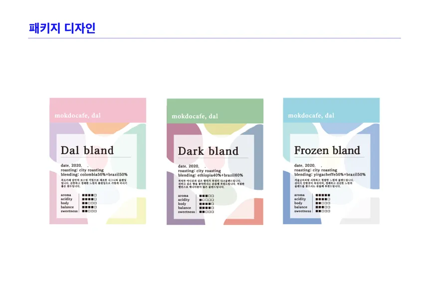 목도카페 원두 패키지 디자인