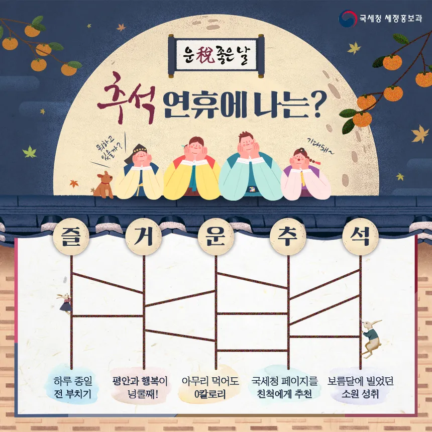 즐거운 추석 연휴를 위한 국세청 카드뉴스 디자인
