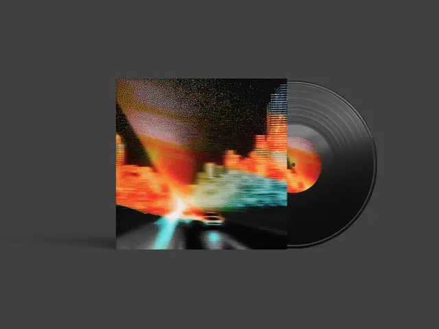 시티팝 감성의 레트로 밤거리 LP 앨범 커버 디자인