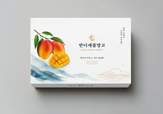 청정 지역의 신선함을 담은 프리미엄 반디애플망고 패키지 디자인